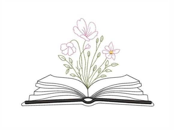 Book with Flowers: A Charming Embroidery Design
