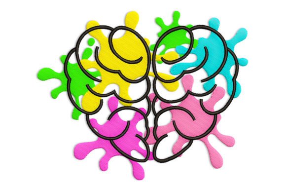 Brain: A Colorful and Creative Embroidery Design