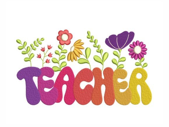 Floral Teacher: A Charming Embroidery Design for Educators